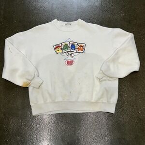 Vintage M&M's Sweatshirt Mens Large White Las Vegas Playing Cards Graphic